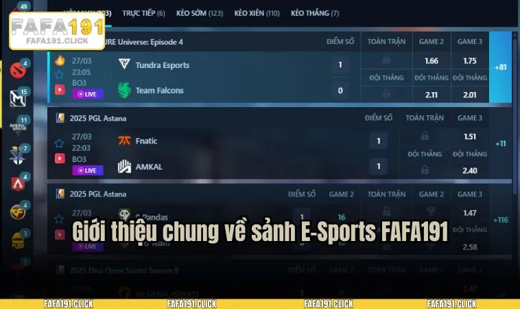 e sports fafa191 1 Giới thiệu chung về sảnh E-Sports FAFA191