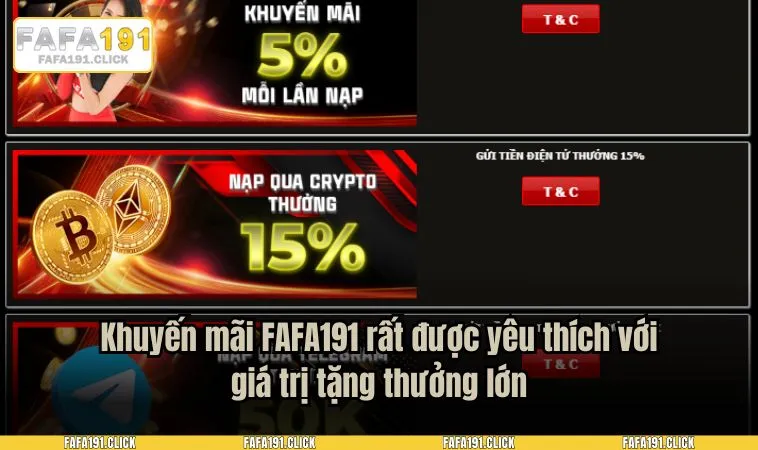 khuyen mai fafa191 1 Khuyến mãi FAFA191 rất được yêu thích với giá trị tặng thưởng lớn