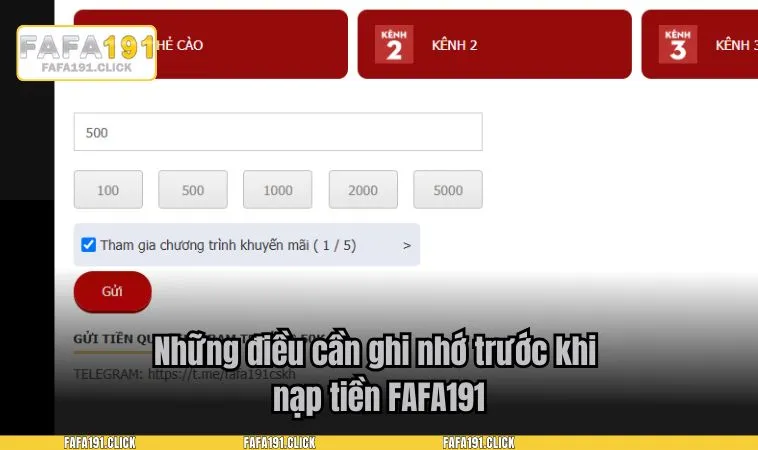 Những điều cần ghi nhớ trước khi nạp tiền FAFA191