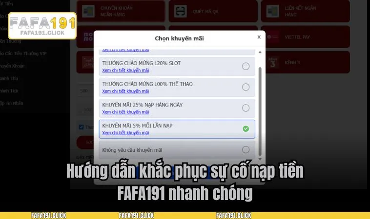 Hướng dẫn khắc phục sự cố nạp tiền FAFA191 nhanh chóng