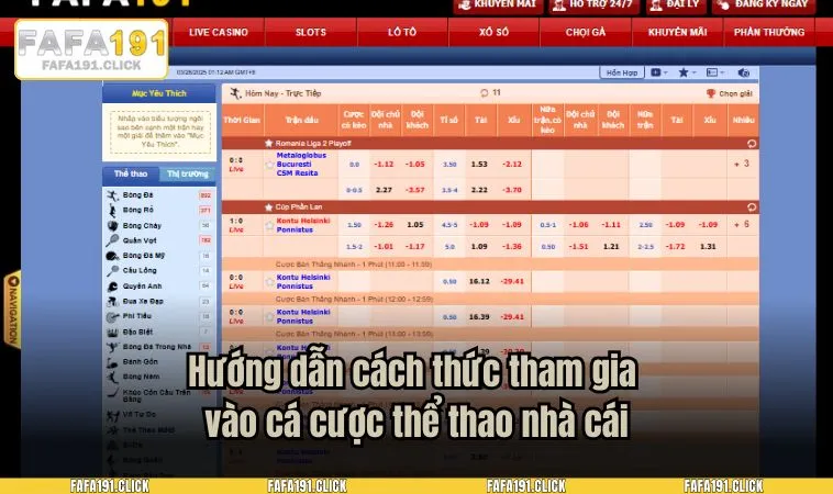 Hướng dẫn cách thức tham gia vào cá cược thể thao nhà cái